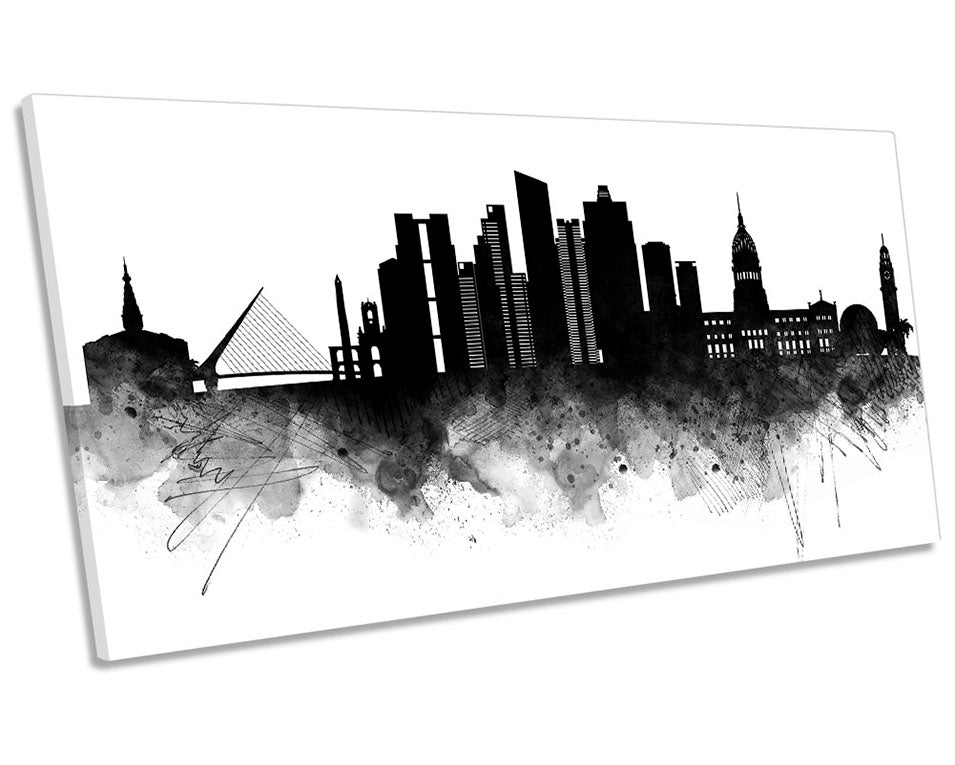 Buenos Aires Abstract City Skyline Black