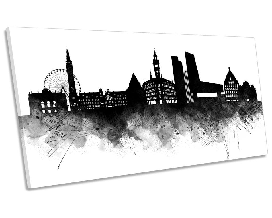 Lille Abstract City Skyline Black