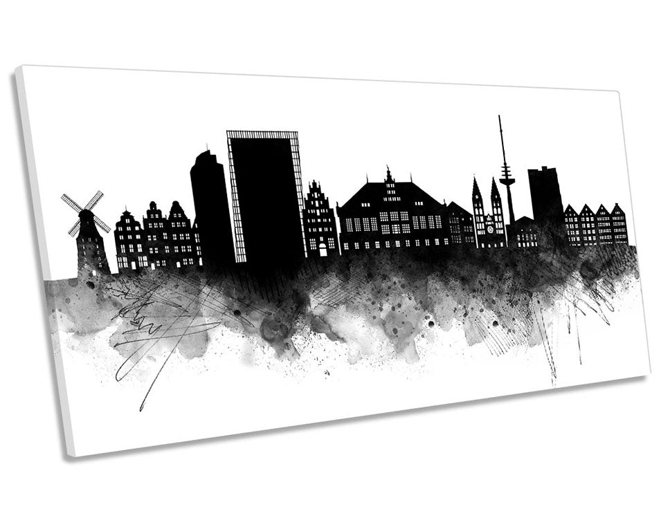 Bremen Abstract City Skyline Black