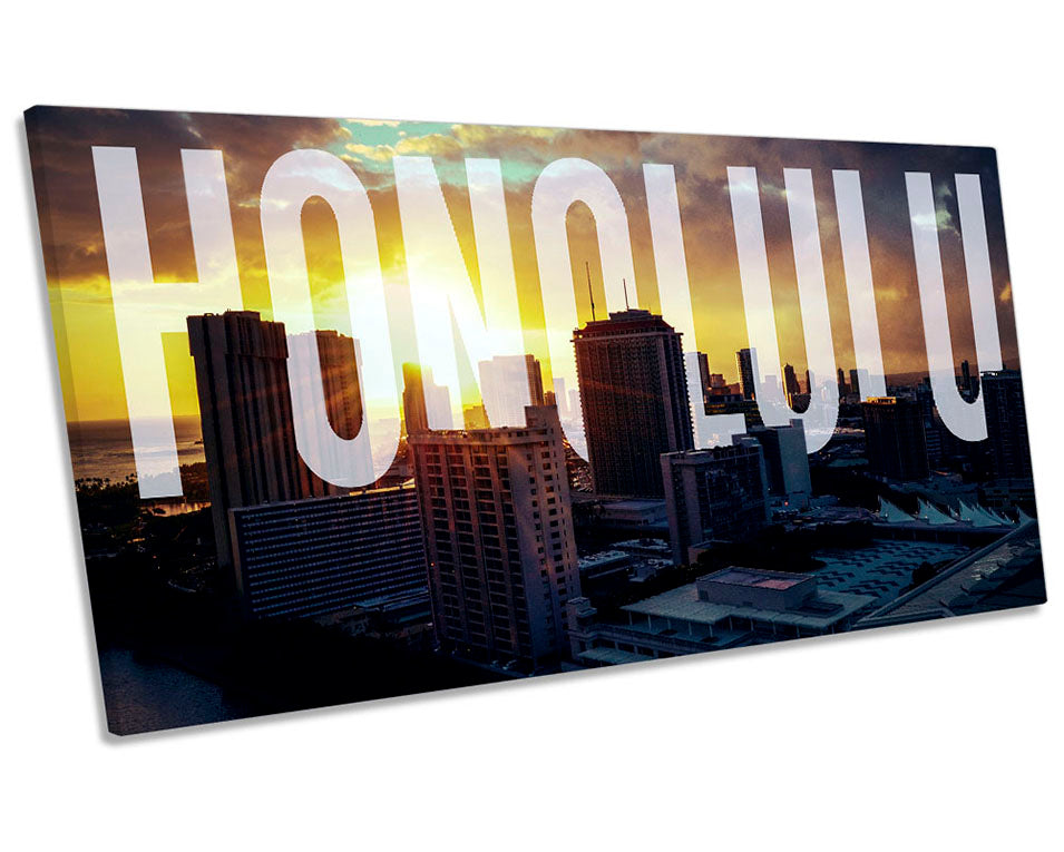 Honolulu Hawaii City Skyline Orange