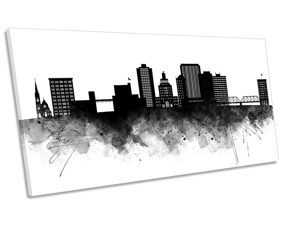 Cedar Rapids Abstract City Skyline Black