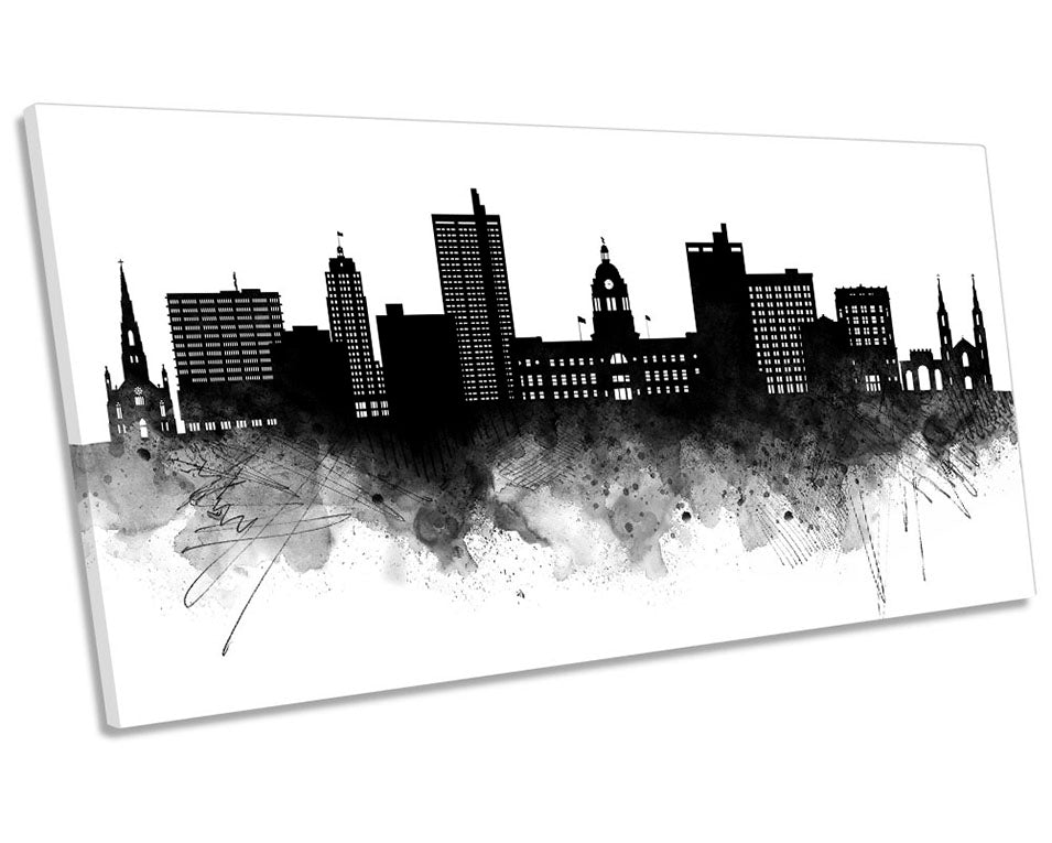 Fort Wayne Abstract City Skyline Black
