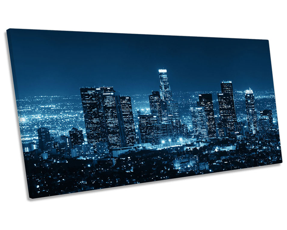 Los Angeles City Skyline Night Blue