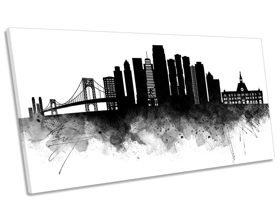 Jersey City Abstract Skyline Black