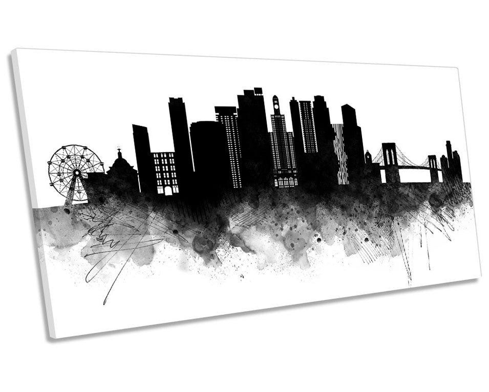 Brooklyn New York Abstract City Skyline Black