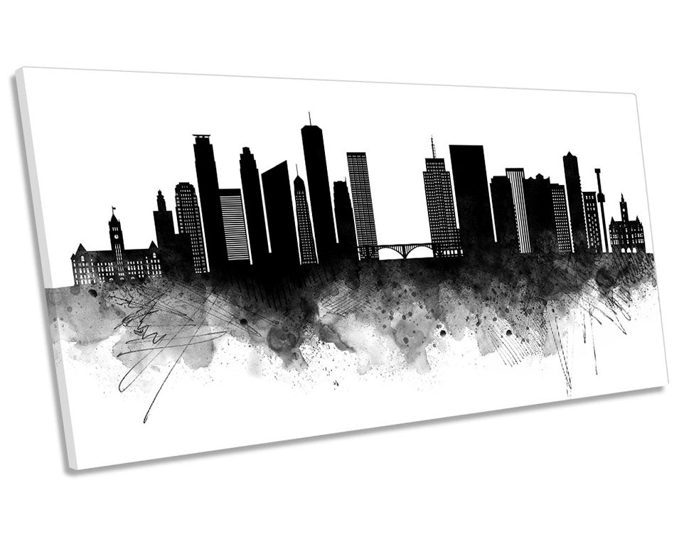 Twin Cities Abstract City Skyline Black