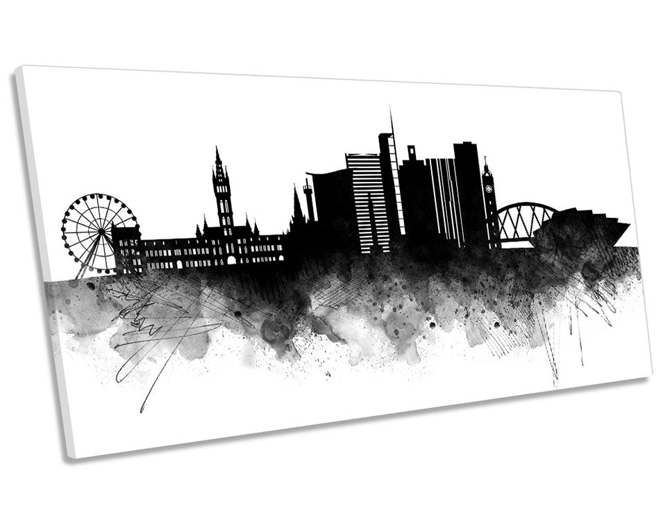 Glasgow Abstract City Skyline Black