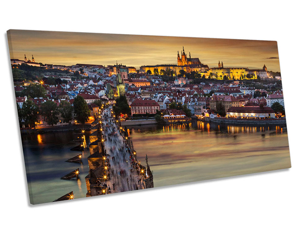 Prague City Skyline Sunset Multi-Coloured
