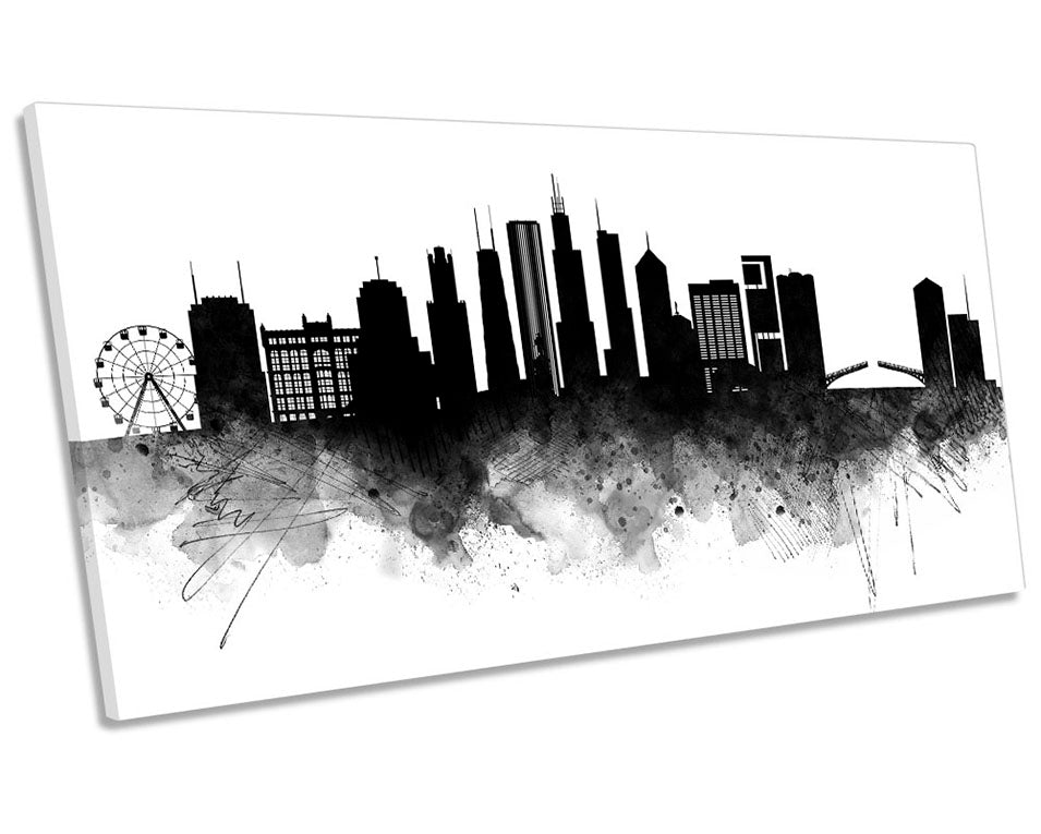 Chicago Abstract City Skyline Black