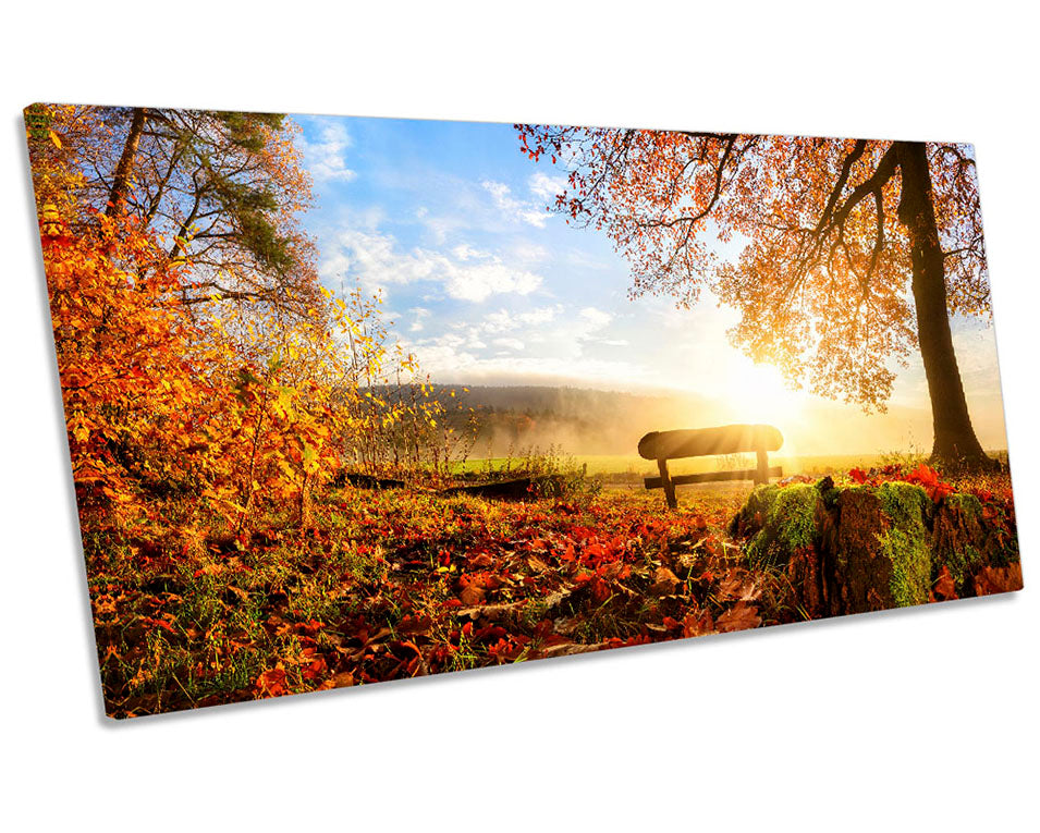 Autumn Sunset Park Bench Multi-Coloured