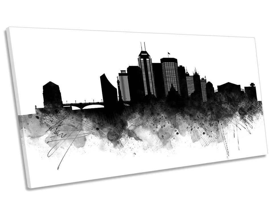Indianapolis Abstract City Skyline Black