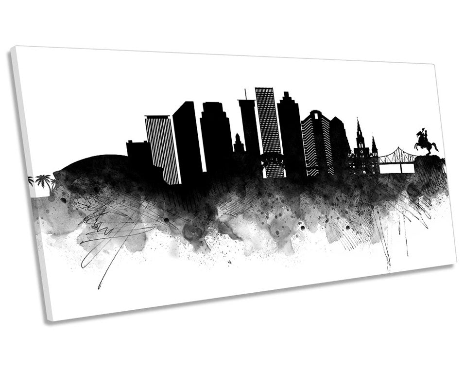 New Orleans Abstract City Skyline Black