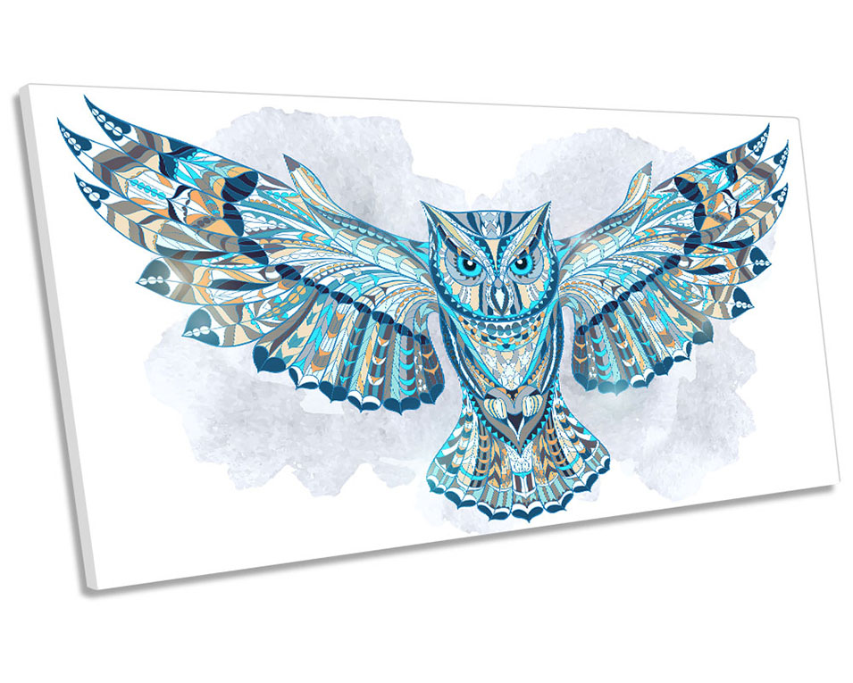 Owl Bird Watercolour Blue