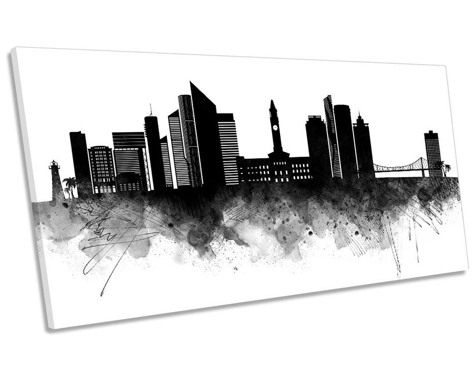 Brisbane Abstract City Skyline Black