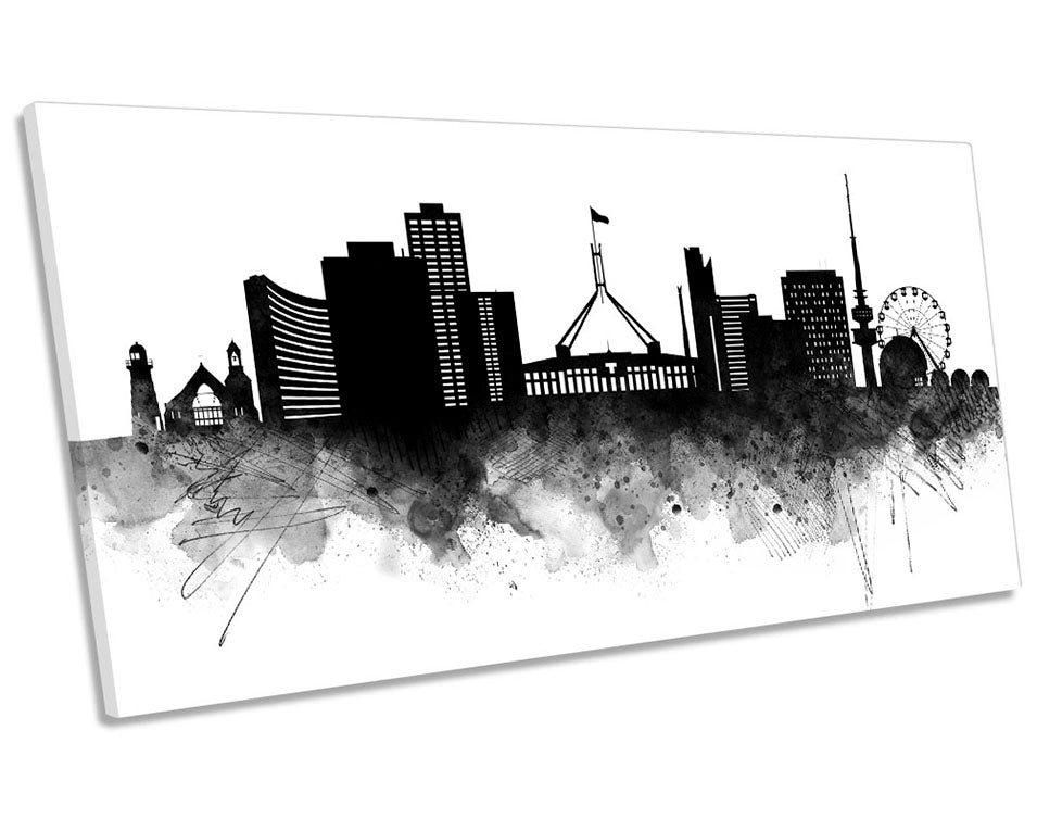 Canberra Abstract City Skyline Black