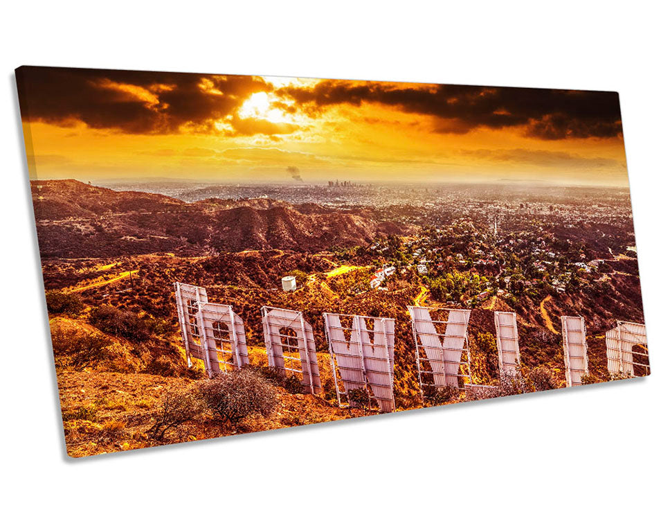 Hollywood Sign Sunset Orange
