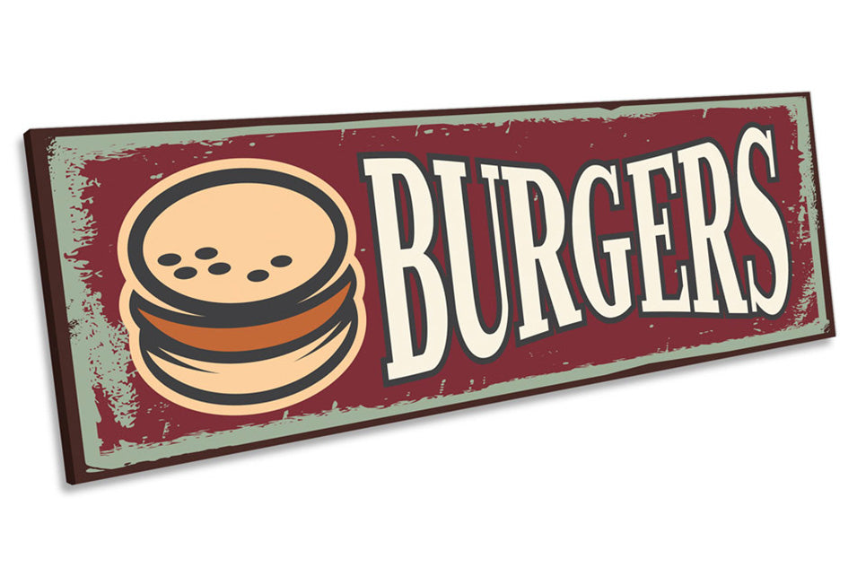Burgers Sign Kitchen Retro Food