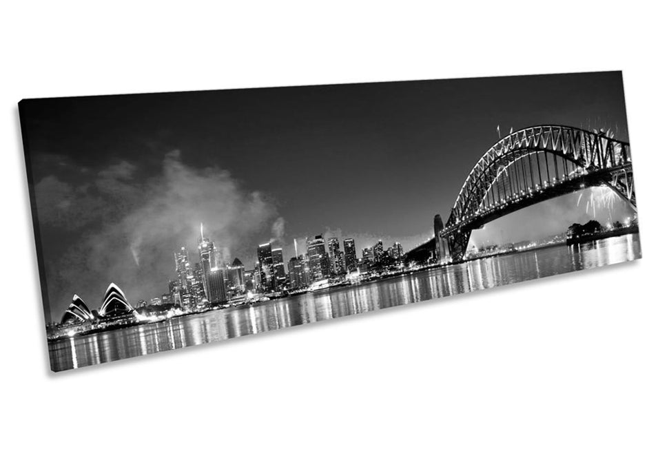 Sydney Skyline Fireworks B&W