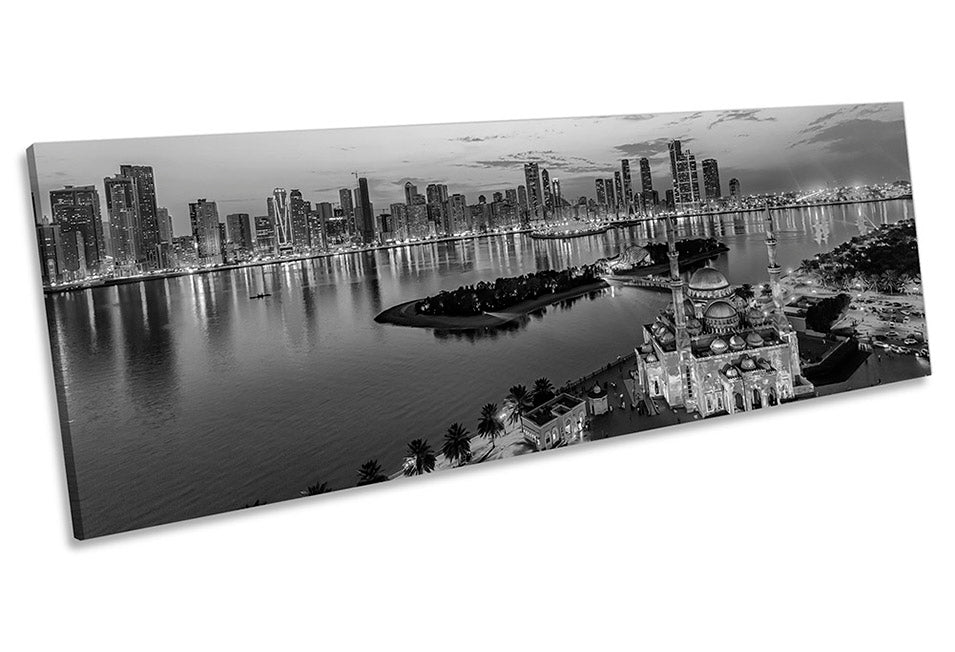 Sharjah UAE City Skyline B&W