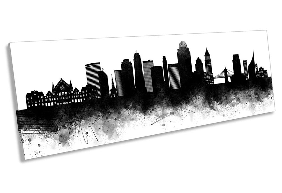 Cincinnati Abstract City Skyline Black