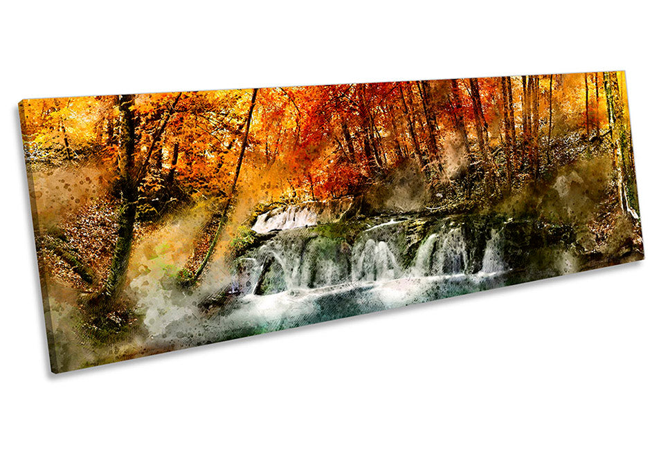 Forest River Waterfall Abstract Orange