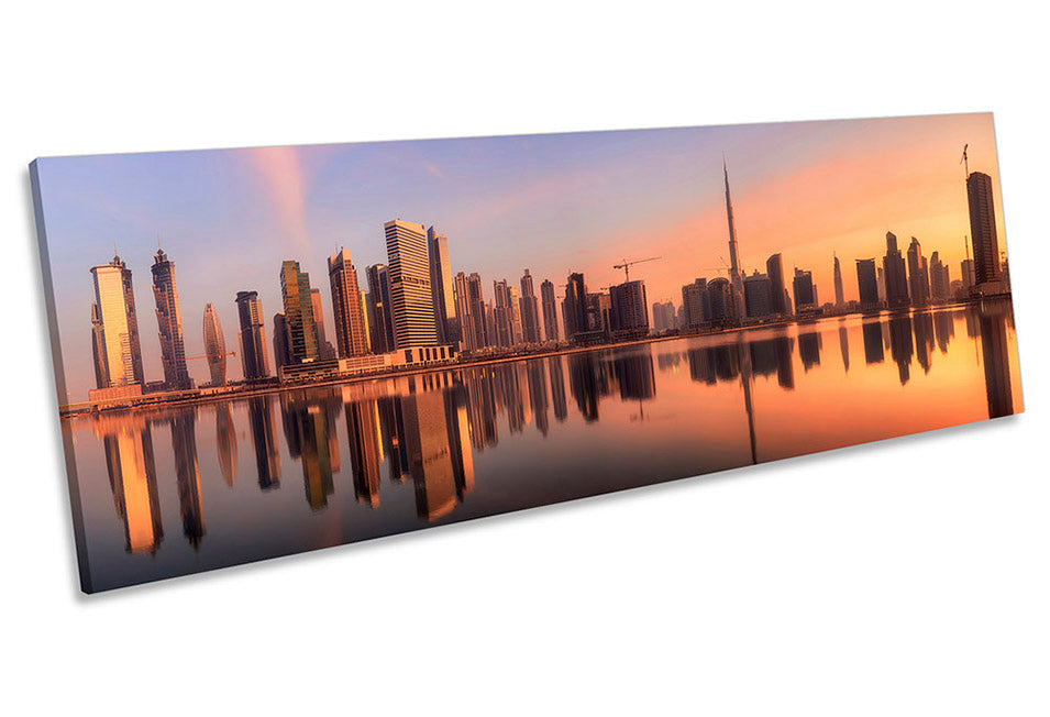 Dubai City Skyline Sunrise Orange