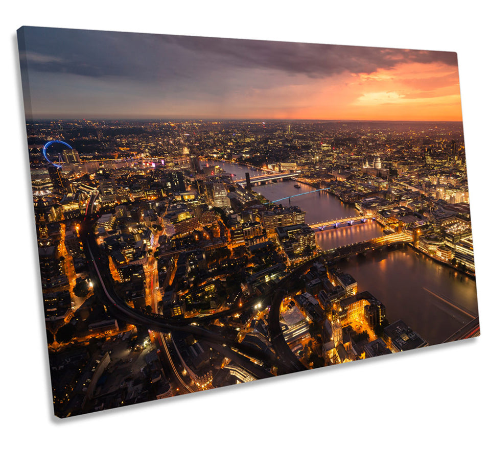 London Skyline Aerial Sunset