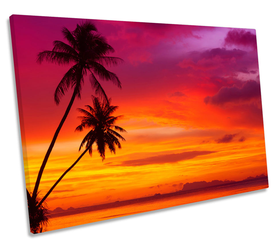 Tropical Sunset Palm Tree Seascape