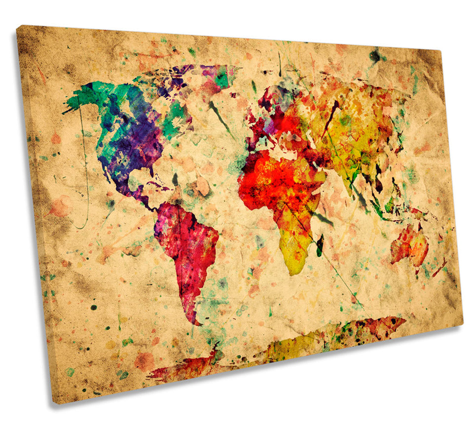 Map of the World Watercolours Grunge