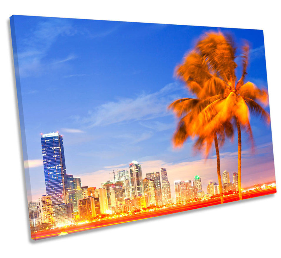 Miami Florida City Skyline Palm Tree