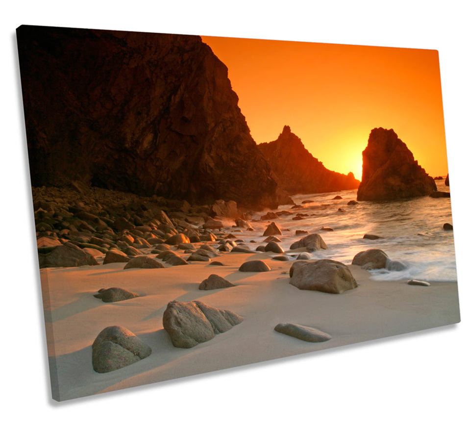 Sunset Beach Scene Orange