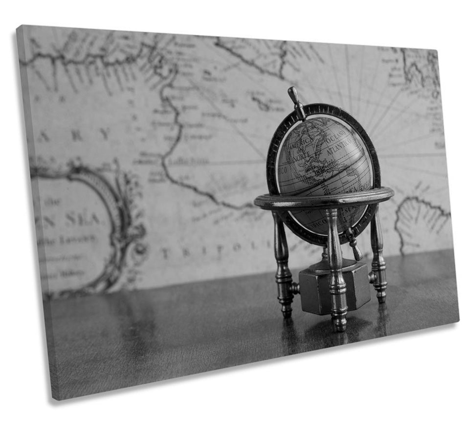 Globe Map Atlas B&W