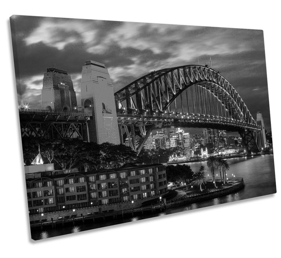 Sydney Harbour Bridge City B&W