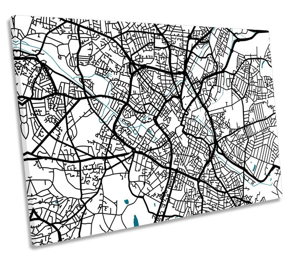 Birmingham Map City England Minimalistic
