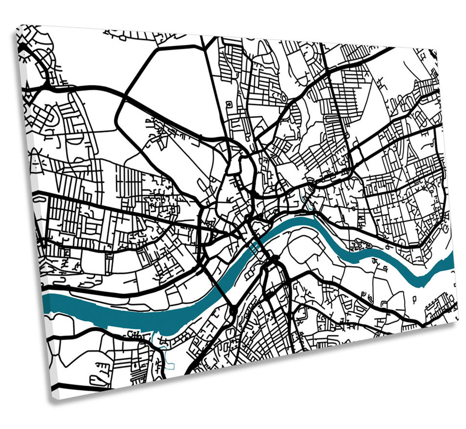 Newcastle Upon Tyne Map Minimalistic