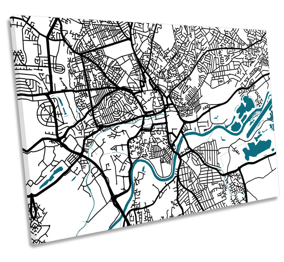 Nottingham City Map Minimalistic Modern