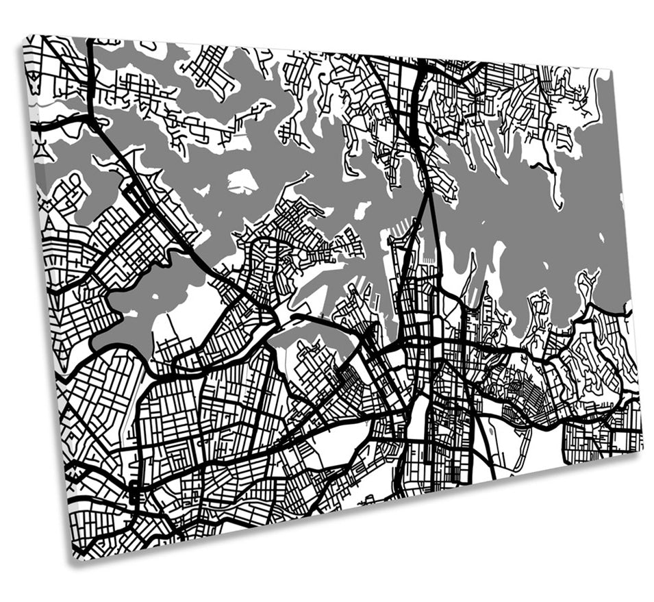 Sydney Australia Map Minimalistic B&W