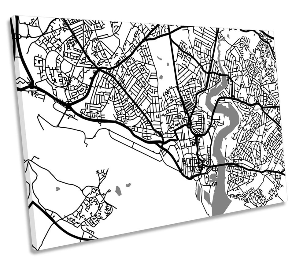 Southampton Map City Minimalistic B&W