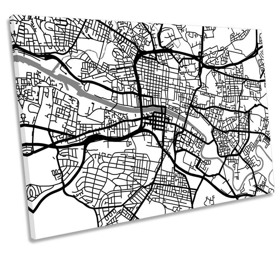 Glasgow Map City Minimalistic Modern B&W