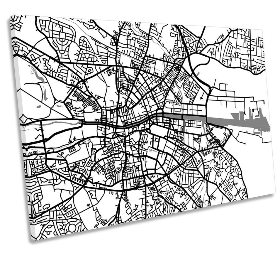 Dublin Map City Minimalistic Ireland B&W