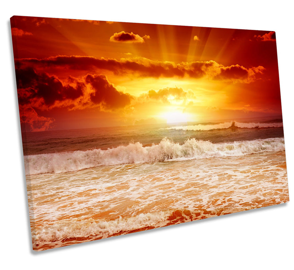 Orange Sunset Beach Seascape