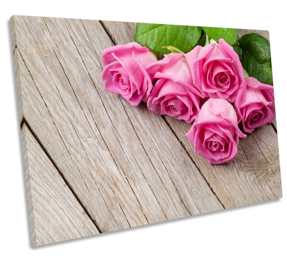 Pink Rose Flower Floorboard