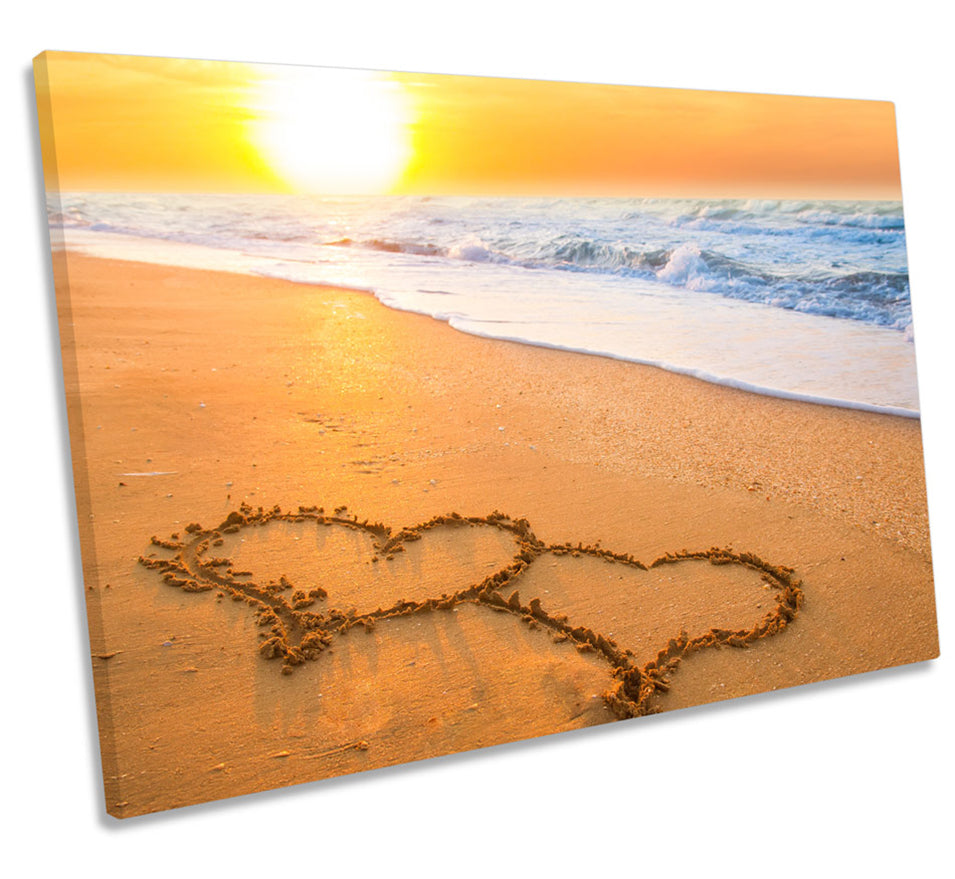 Beach Sunset Heart Love