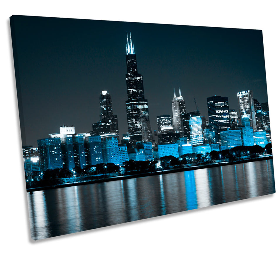 Chicago Skyline Illinois Blue