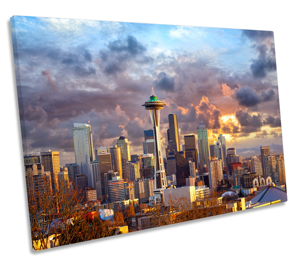 Seattle Skyline Sunset City
