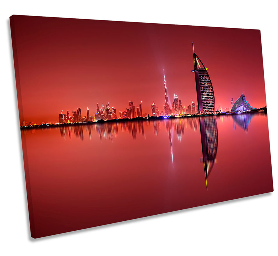 Dubai Skyline Red Sunset