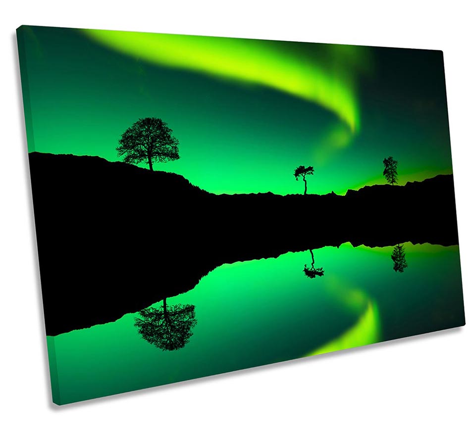 Green Northern Lights Landscape