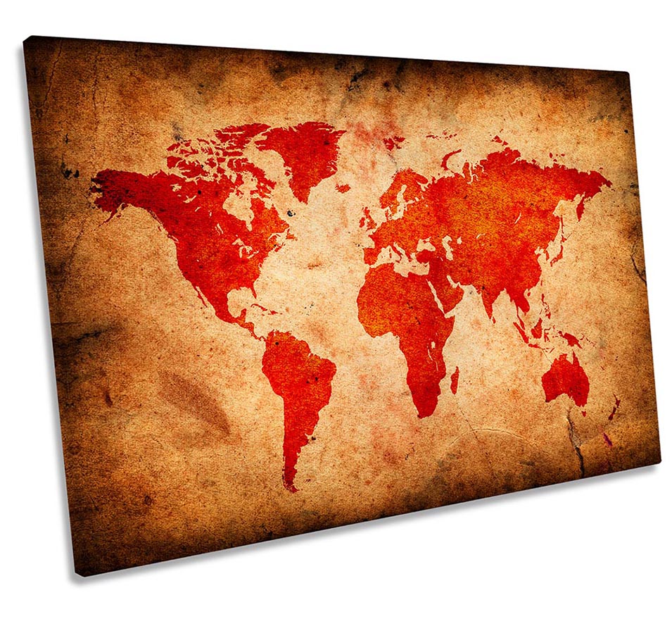 Grunge World Map Red