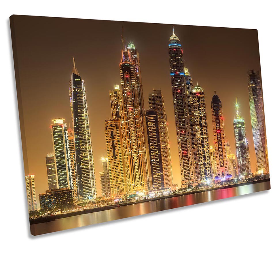 Dubai Skyline Brown Night