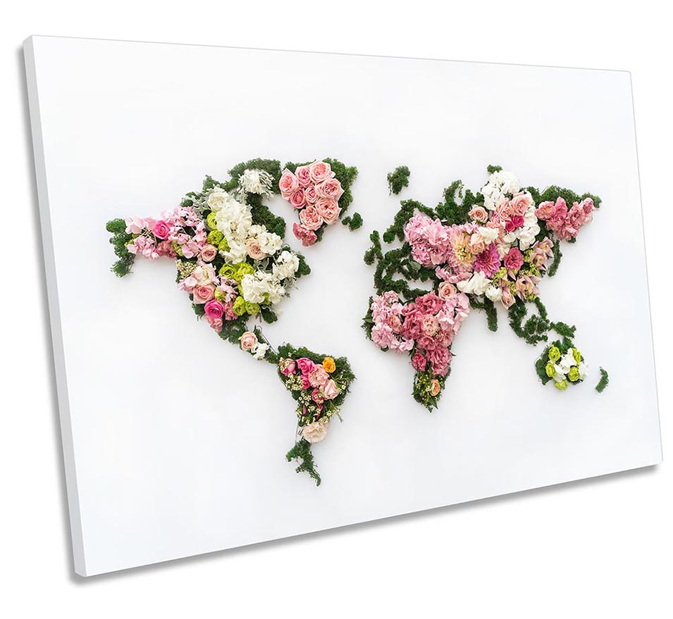 World Map Floral Flowers